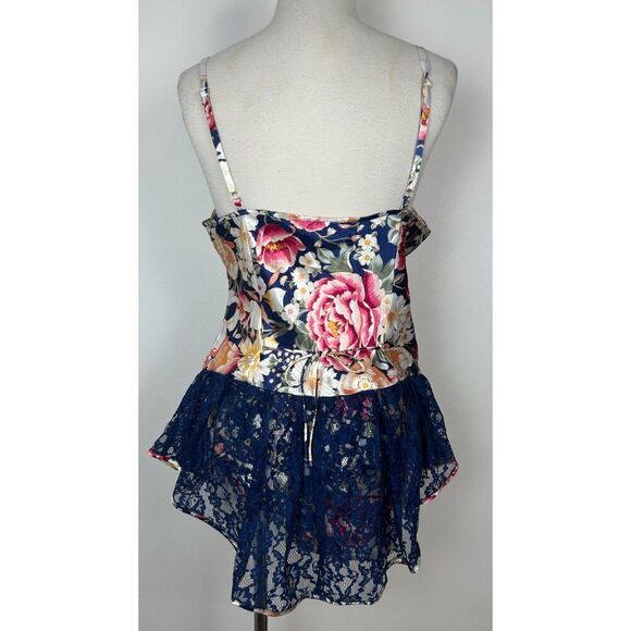 Vintage 80s Victorias Secret Gold Label Lace floral satin bodysuit Large Teddy - Picture 2 of 5